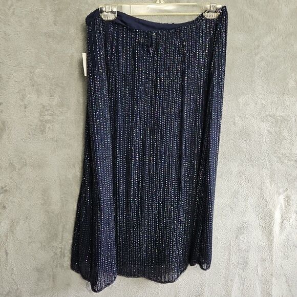 Lawrence Kazar Women's Lg blue Silk Beaded Skirt And Top formal wedding - Picture 16 of 16